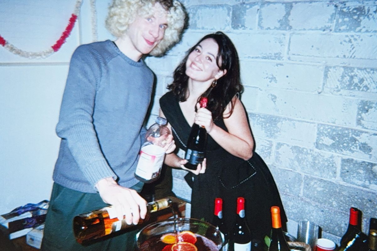 A candid moment from a past Winter Solstice party