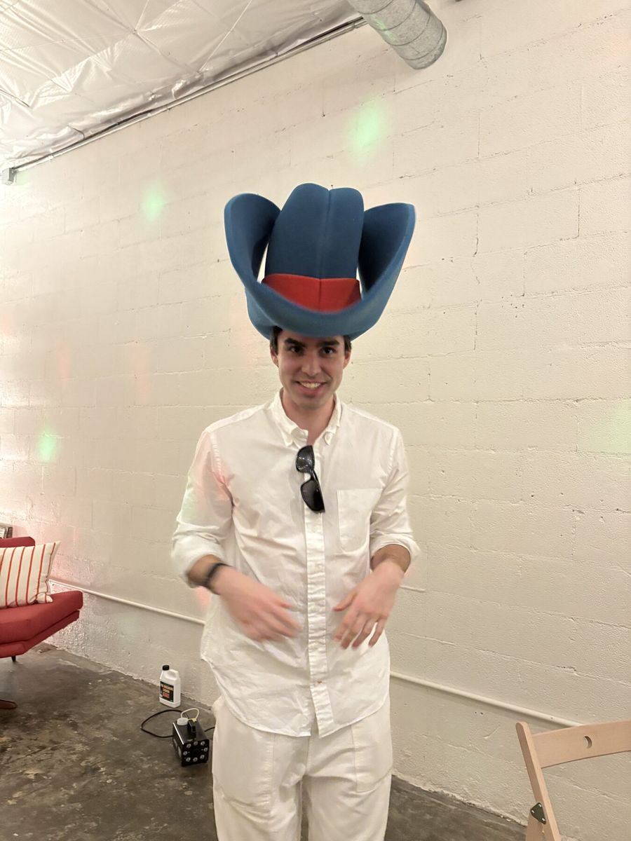 A candid moment from a past Winter Solstice party